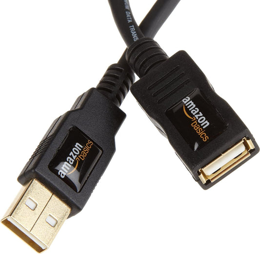 USB 2.0 Extension Cable - A-Male to A-Female Adapter Cord - 6.5 Feet (2 Meters)