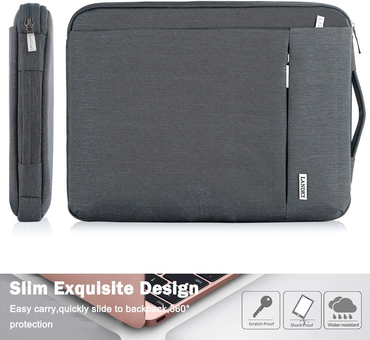 360° Protective Laptop Sleeve 11.6 Inch for Surface Pro 7 8 9/Laptop Go 2 3, Macbook Air 11, Small Computer Bag Carrying Case for 11-12 Inch Chromebook, Slim, Shockproof, Waterproof, Grey