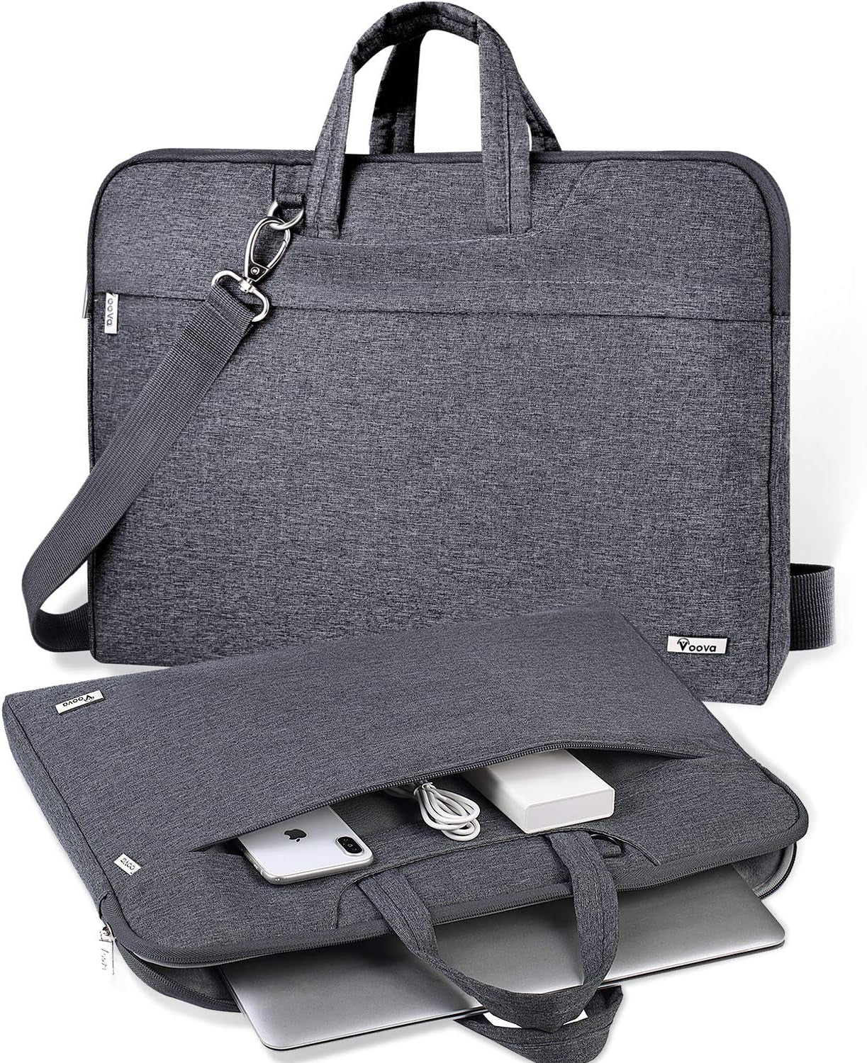 Laptop Bag Carrying Case 14 15 15.6 Inch with Shoulder Strap,Slim Computer Sleeve Cover Compatible with Macbook Pro 16,Surface Laptop 3/4,HP Pavilion 15,Dell XPS 15,Acer Chromebook,Grey