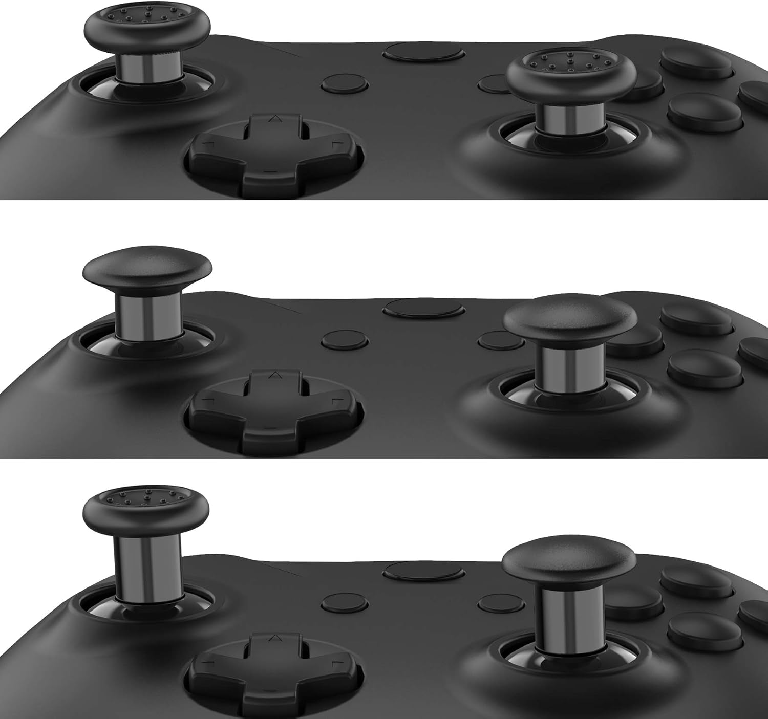 Thumbsgear Interchangeable Thumbstick for Xbox Controller - Improve Comfort - Black 3 Height Domed & Concave Grips Ergonomic Adjustable Joystick for Xbox Seires X/S, for Xbox One S/X/Elite