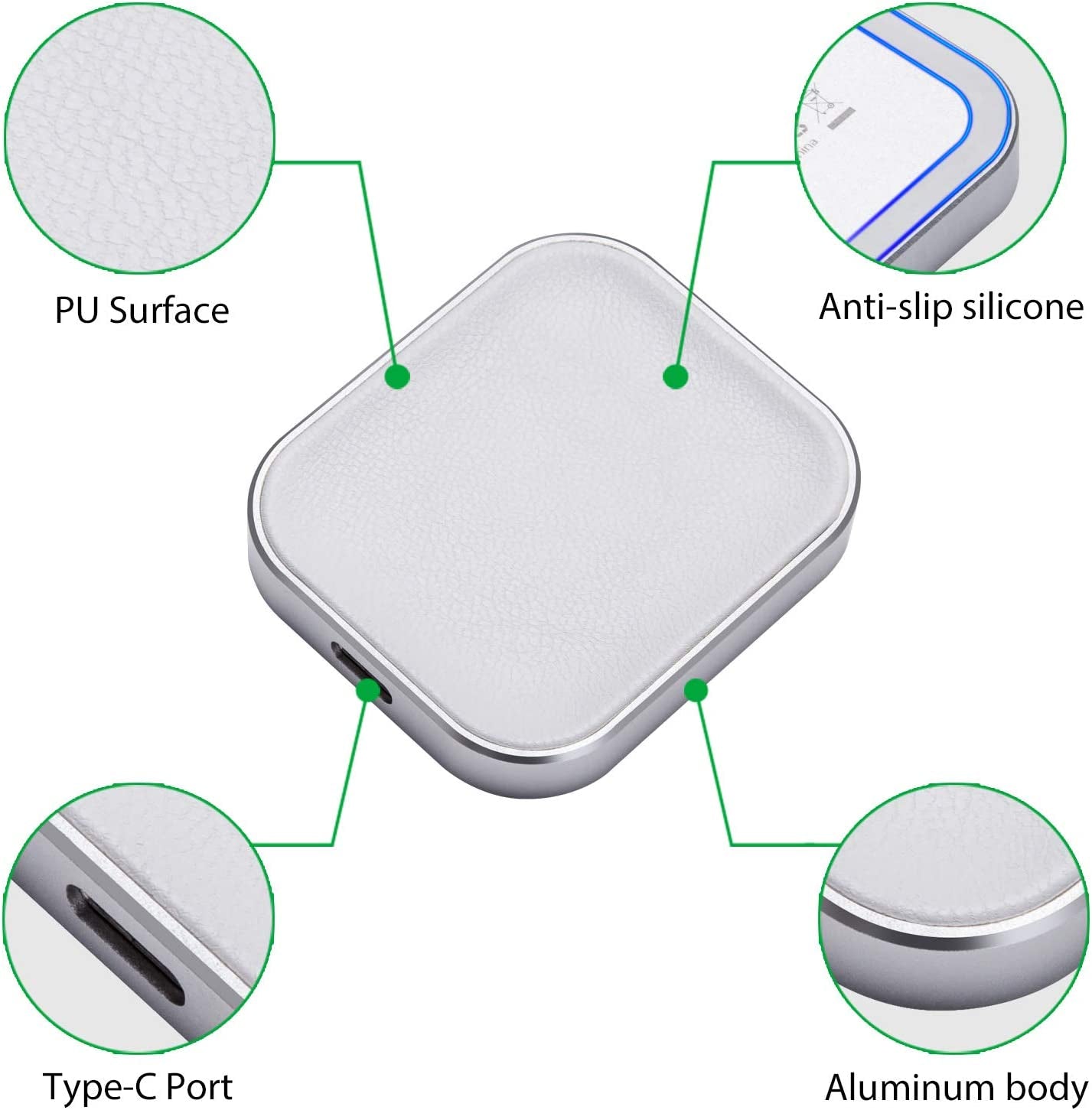 Airpods Pro Charger, Qi Wireless Charger for Airpod 3/Airpods/Airpods Pro, Wireless Charging Station for Apple Airpods Earbuds Wireless Charger Pad for Airpods 3/ Airpods 2(Silver+White)