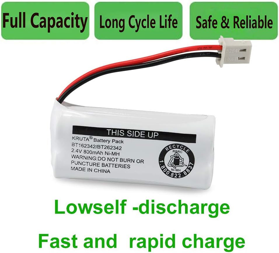 BT162342 BT262342 Cordless Phone Batteries Compatible with BT183342 BT283342 BT166342 BT266342 Vtech CS6114 CS6419 CS6719 At&T EL52300 CL80111 Handset Telephone (Pack of 2)