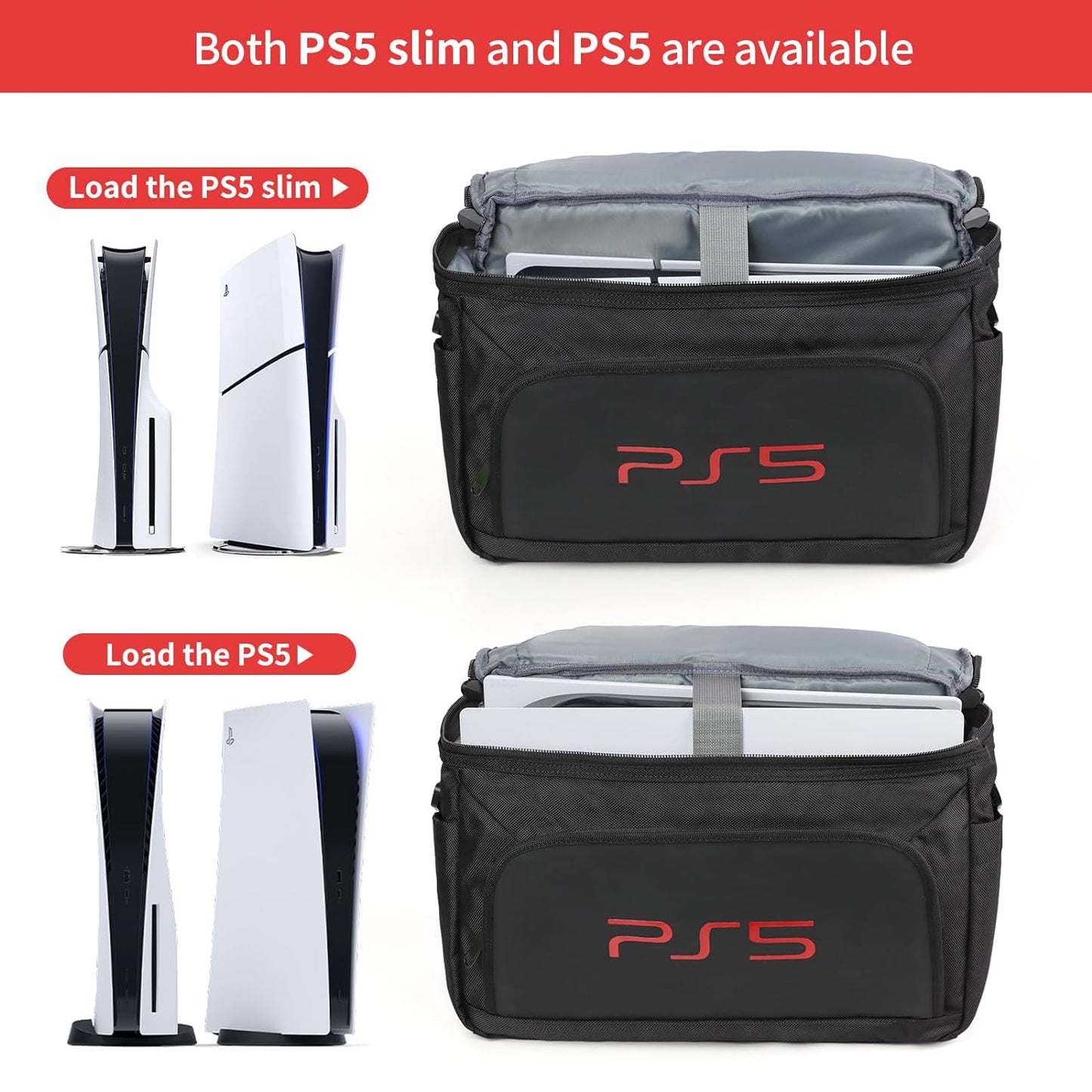 PS5 Case Storage Bag for PS5 for Play-Station 5 Controller Console Travel Carrying Case for Game Disc Gaming Mice USB Cable Charger & Accessories