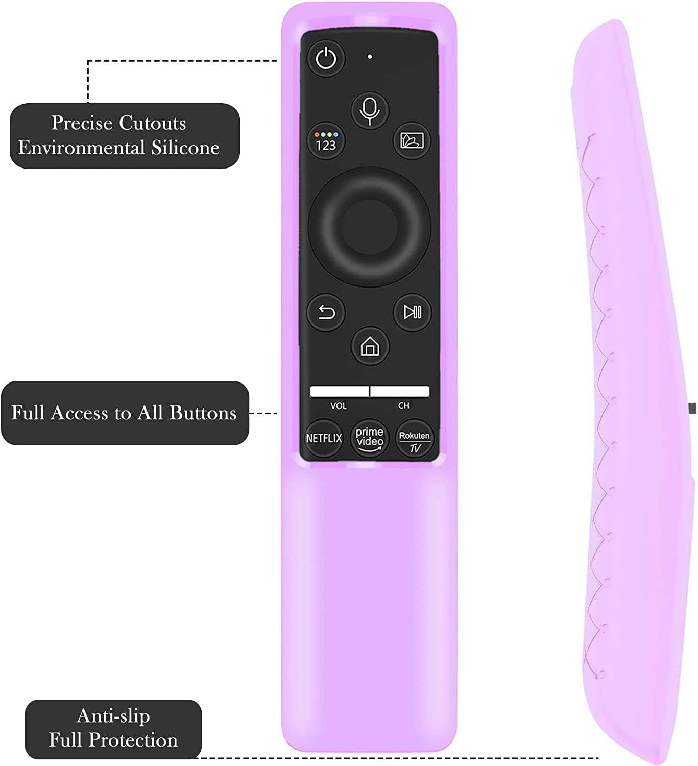 Case Compatible with Samsung Smart TV Remote Controller BN59 Series, Light Weight Silicone Cover Protector Shockproof Anti-Slip Remote Skin Sleeve - Purple