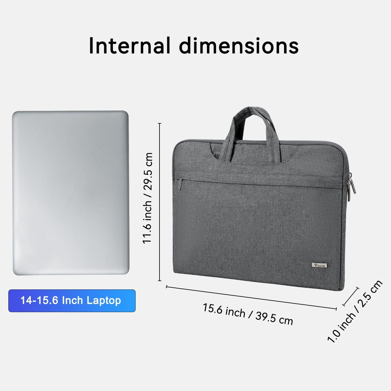 Laptop Bag Carrying Case 14 15 15.6 Inch with Shoulder Strap,Slim Computer Sleeve Cover Compatible with Macbook Pro 16,Surface Laptop 3/4,HP Pavilion 15,Dell XPS 15,Acer Chromebook,Grey