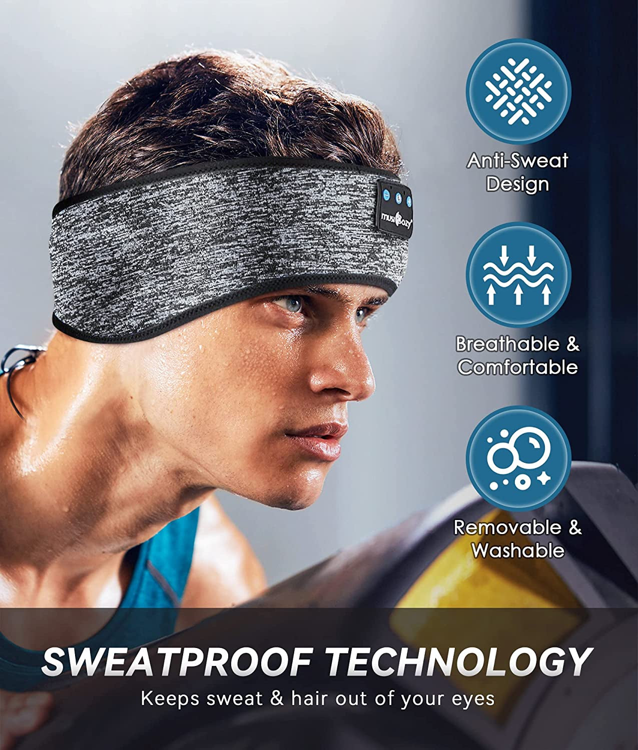 Sleep Headphones Bluetooth 5.2 Headband Headphones, Wireless Earphones Music Sleep Earbuds for Side Sleepers Sleeping Eye Mask for Women Men Workout Running Cool Unique Gifts