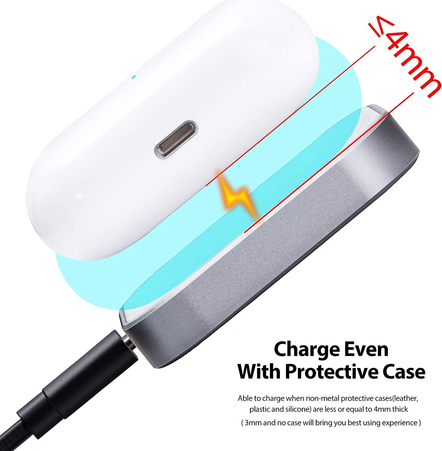 Airpods Pro Charger, Qi Wireless Charger for Airpod 3/Airpods/Airpods Pro, Wireless Charging Station for Apple Airpods Earbuds Wireless Charger Pad for Airpods 3/ Airpods 2(Silver+White)